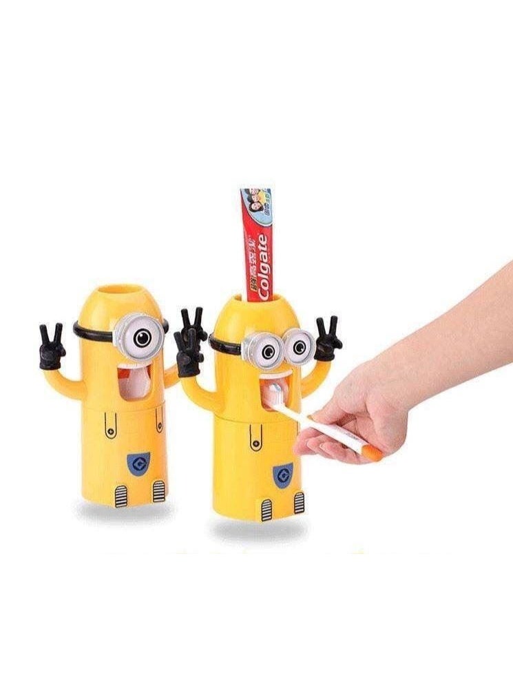 Automatic Toothpaste Dispenser with Cartoon Toothbrush Holder – Hands-Free Wall-Mounted Toothpaste Squeezer, Fun Kids Bathroom Organizer, No Drilling Required - Image 2